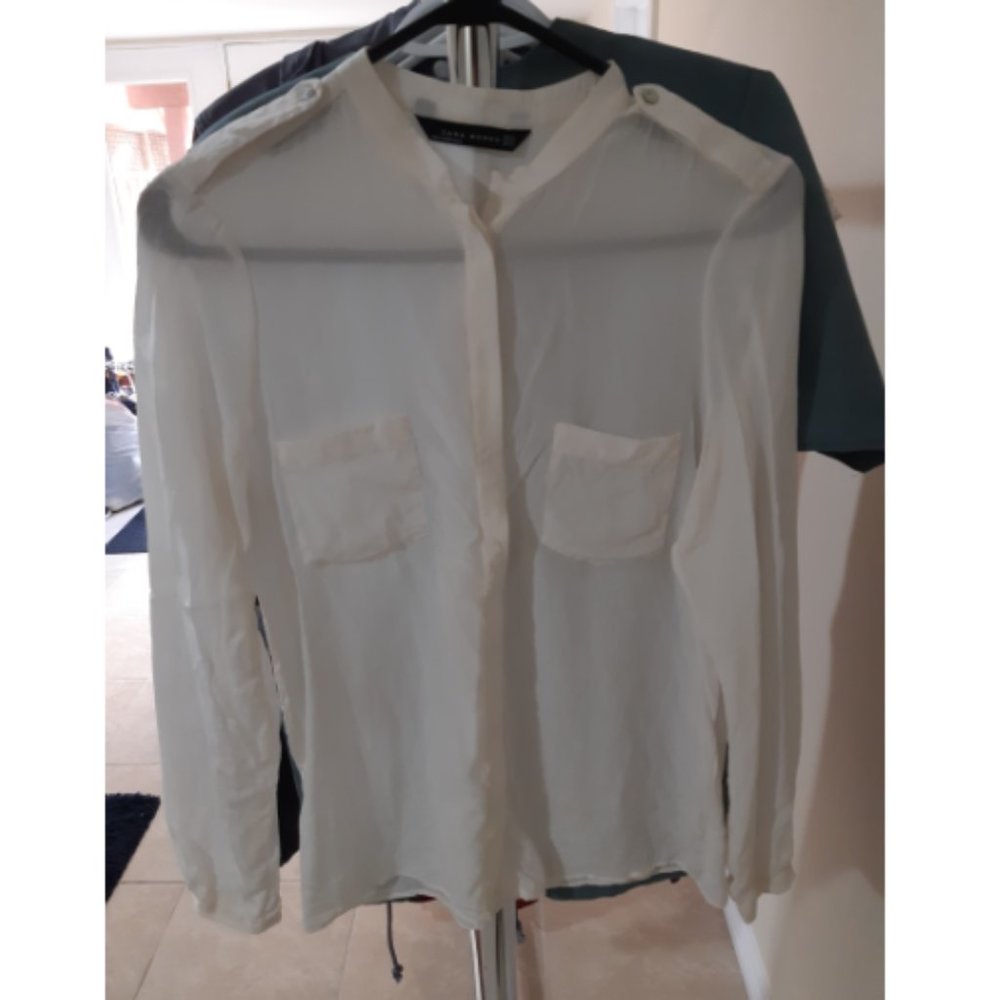 cream translucent shirt